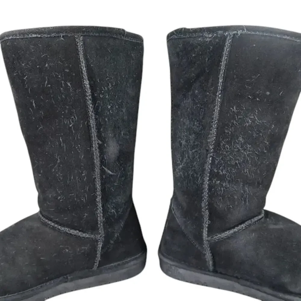 Bearpaw Shoes Women 9 Boot Winter Tall Emma Leather Sheepskin Warm Comfort Black - Picture 13 of 16